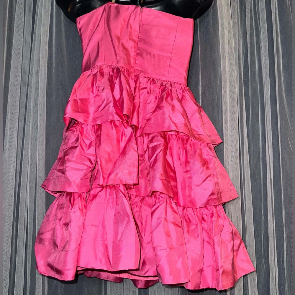 Lilly Pulitzer Beau Hotty Pink Ruffle Strapless Beaded Dress, Size 0 - Picture 3 of 7